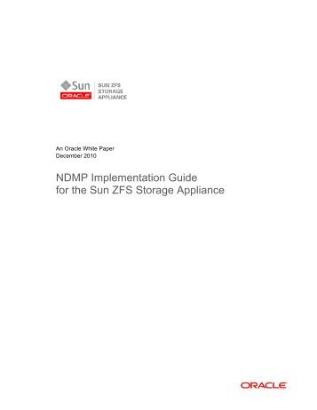 NDMP Implementation Guide for the Sun ZFS Storage ... - Oracle