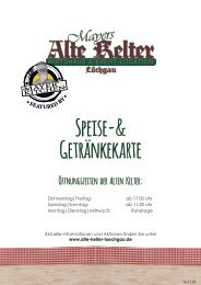 Speise- & Getränkekarte Alte Kelter Löchgau Winter 2021