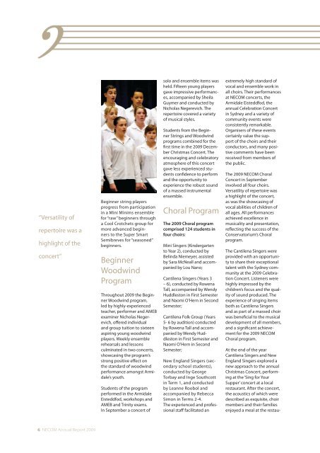 Annual Report 2009 - New England Conservatorium of Music ...