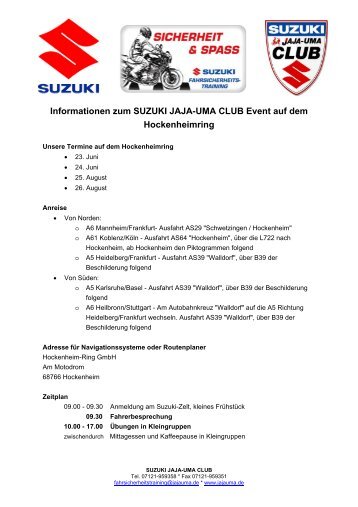 Informationen zum SUZUKI JAJA-UMA CLUB Event auf dem ...