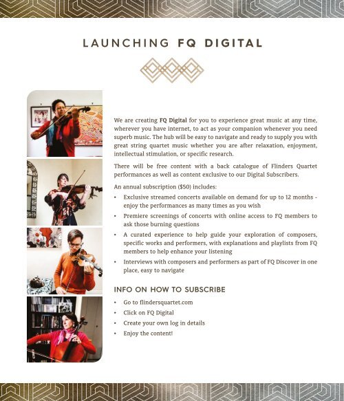 Flinders Quartet 2022 season brochure