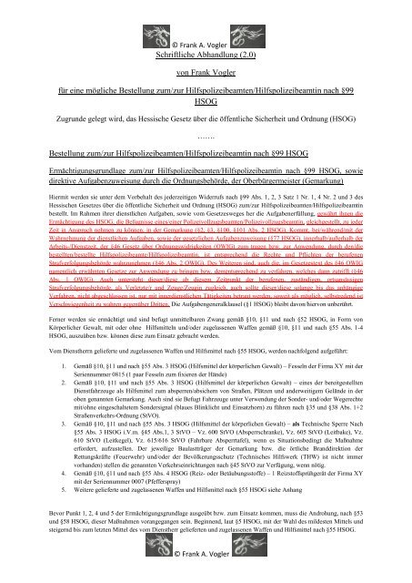 2. Schriftliche Abhandlung - Ermächtigungsgrundlage nach HSOG (für ne 10 und 11)