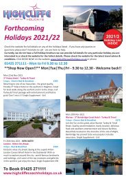 Highcliffe Coach Holidays - Winter/Spring 2021/2