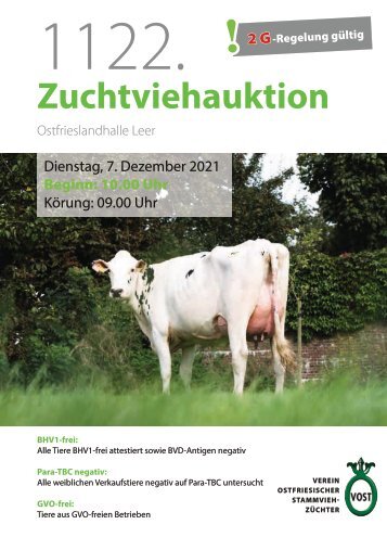 Auktionskatalog 1122. VOST Zuchtrinderaukion