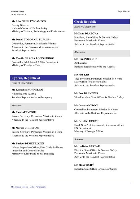 List of Participants at the 51st IAEA General Conference