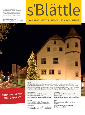 s'Blättle Nr. 47 - Do, 25. Novemberr 2021