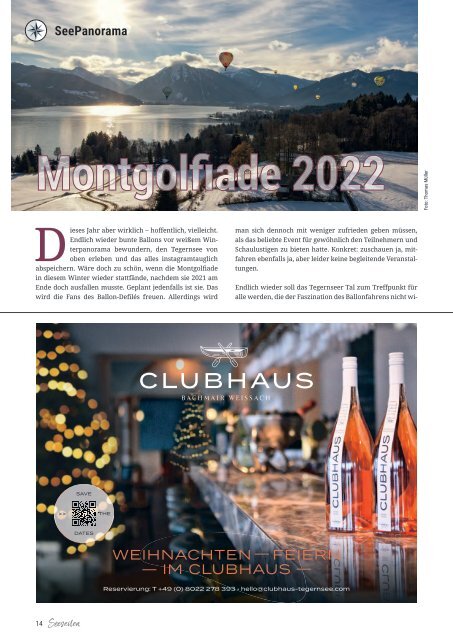 Seeseiten – das Magazin für die Region Tegernsee, Nr. 67, Ausgabe Winter 2021