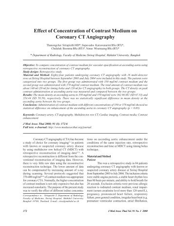Effect of Concentration of Contrast Medium on Coronary CT ...
