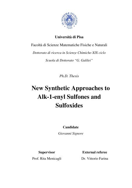 New Synthetic Approaches to Alk-1-enyl Sulfones and Sulfoxides