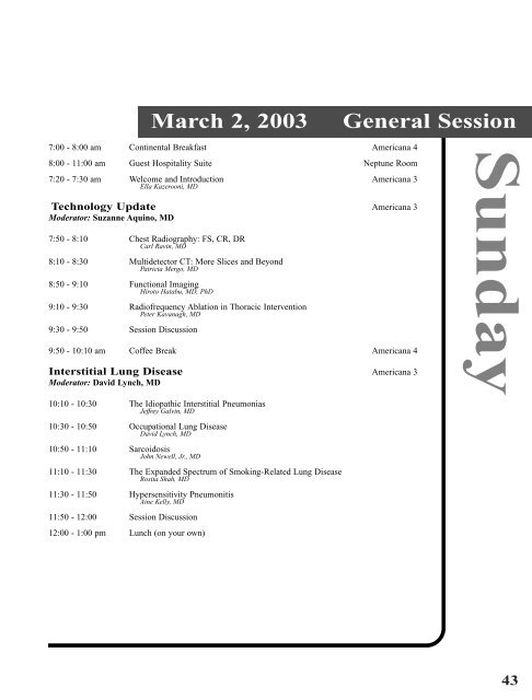 Thoracic Imaging 2003 - Society of Thoracic Radiology