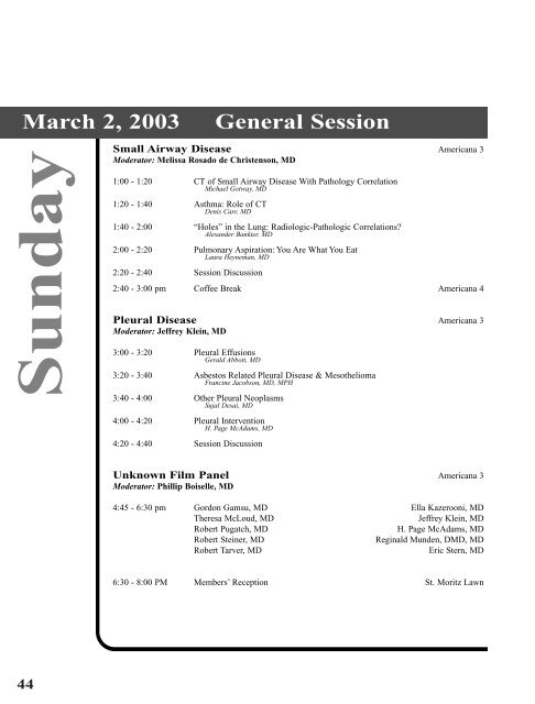 Thoracic Imaging 2003 - Society of Thoracic Radiology