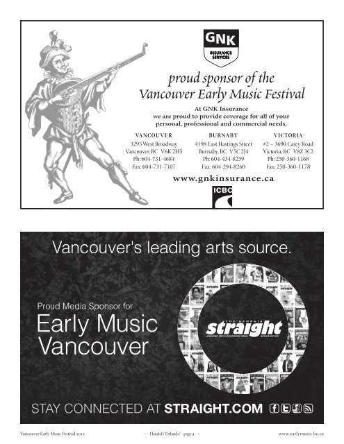 Vancouver Early Music Festival 2012