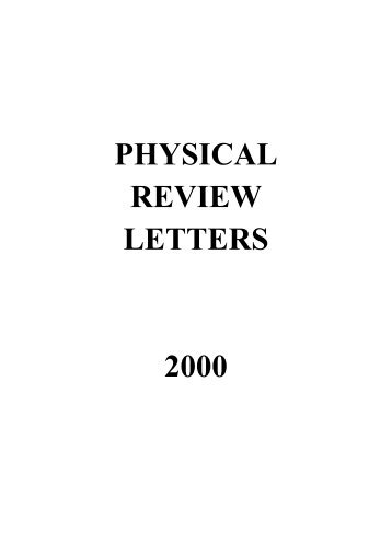 PHYSICAL REVIEW LETTERS 2000