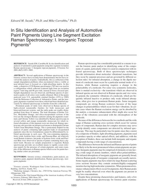 In situ identification and analysis of automotive paint ... - Library