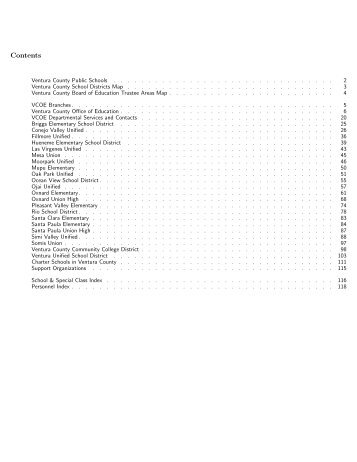 Contents - Ventura County Public Schools Directory - Ventura ...