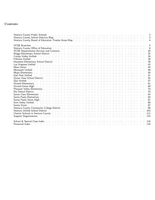 Contents - Ventura County Public Schools Directory - Ventura ...