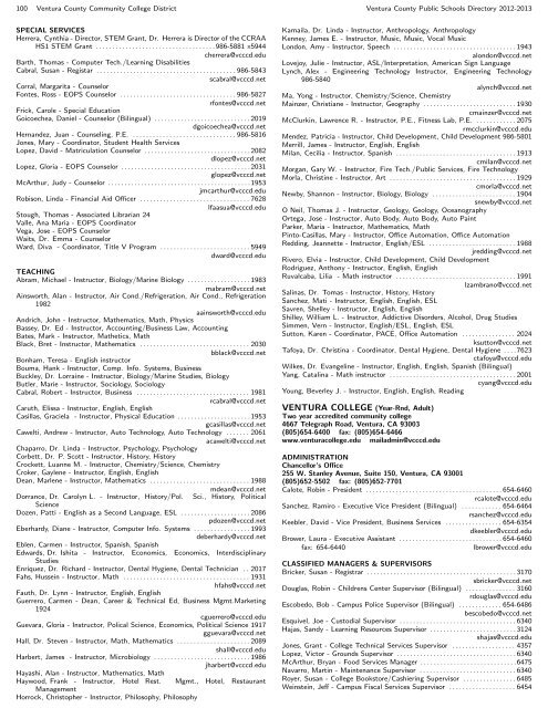 Contents - Ventura County Public Schools Directory - Ventura ...