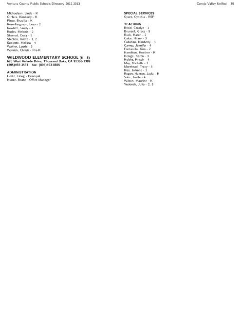 Contents - Ventura County Public Schools Directory - Ventura ...