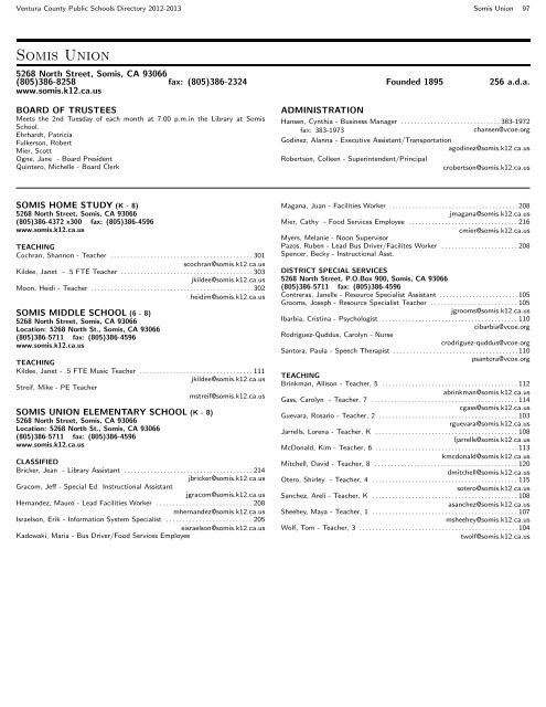 Contents - Ventura County Public Schools Directory - Ventura ...