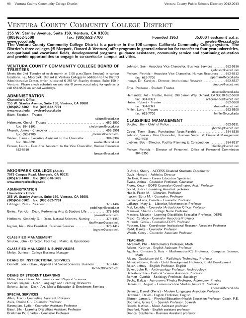 Contents - Ventura County Public Schools Directory - Ventura ...