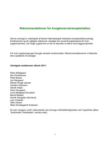 Rekommandationer for knoglemarvstransplantation 2012 - Dansk ...