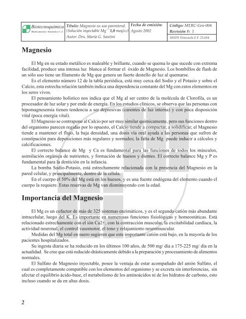 Magnesio - Infomagnesio.com