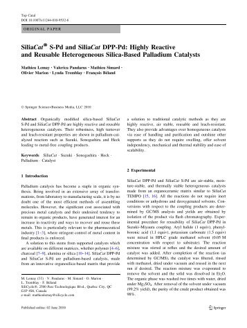 SiliaCat S-Pd and SiliaCat DPP-Pd: Highly Reactive and ... - Silicycle