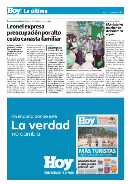 Edición impresa HOY, lunes 29 de noviembre, 2021