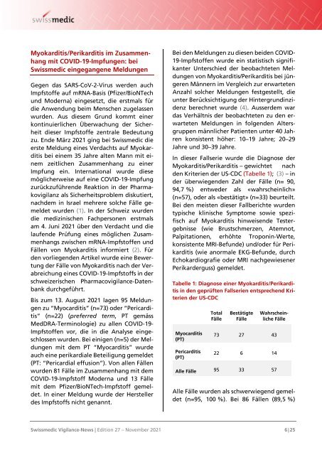 Swissmedic Vigilance-News Edition 27 – November 2021
