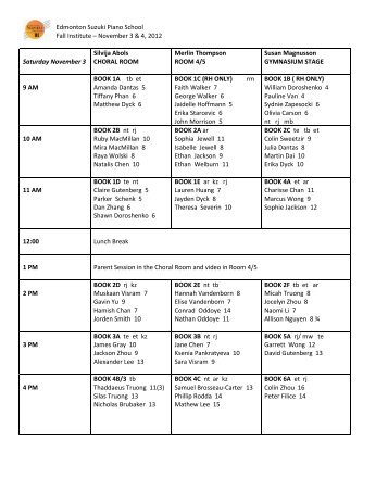 Piano Schedule - Edmonton Suzuki Piano School