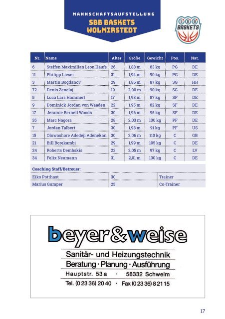 Heimspielheft EN Baskets Ausgabe 08 2021, 04.12.2021