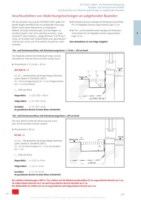 ACO Österreich Bauelemente Preisliste 2024 - Kapitel 2 Dach, Balkon und Terrassenentwässerung