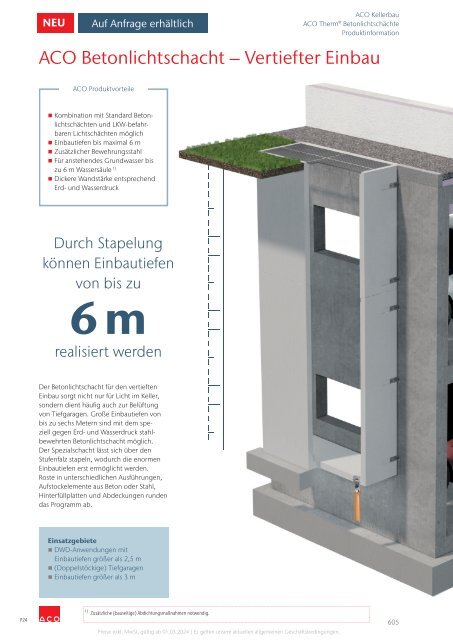 ACO Österreich Bauelemente Preisliste 2024 - Kapitel 7 Kellerbau