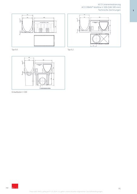 ACO Österreich Bauelemente Preisliste 2024 - Kapitel 1 Linienentwässerung