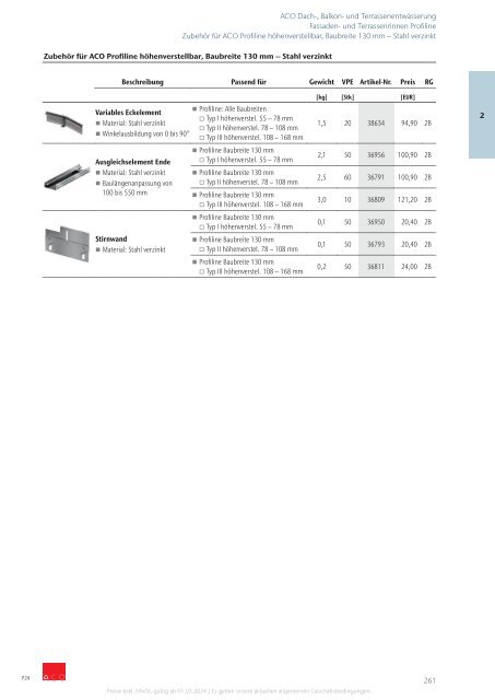 ACO Österreich Bauelemente Preisliste 2024 - Gesamt