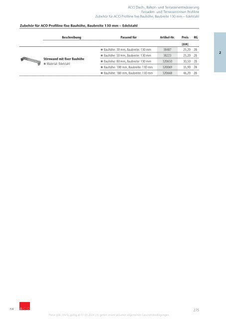 ACO Österreich Bauelemente Preisliste 2024 - Gesamt