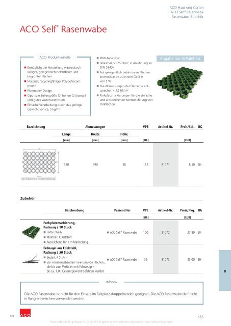 ACO Österreich Bauelemente Preisliste 2024 - Gesamt