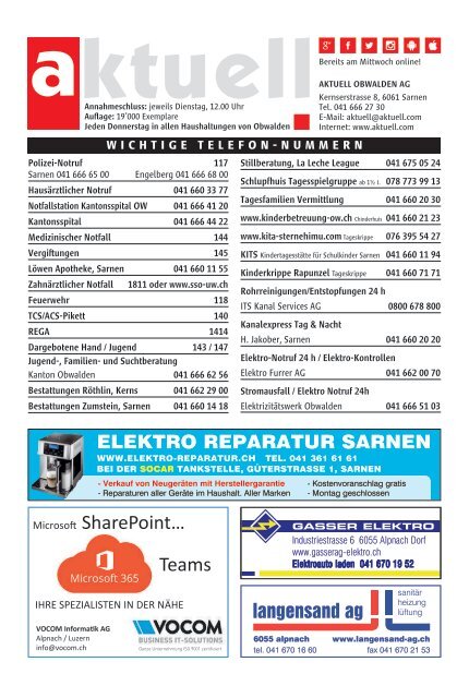 Aktuell Obwalden | KW48 | 2. Dezember 2021