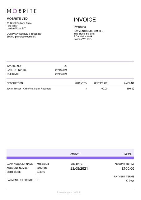 Jovan Tucker - Invoice 3 MOBRITE LTD
