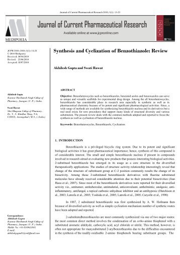 Synthesis and Cyclization of Benzothiazole: Review - Journal of ...