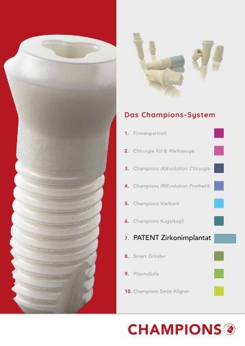 Produktkatalog – Das Keramik-Implantat "Patent"