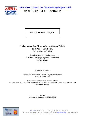 Laboratoire National des Champs Magnétiques Pulsés CNRS – INSA
