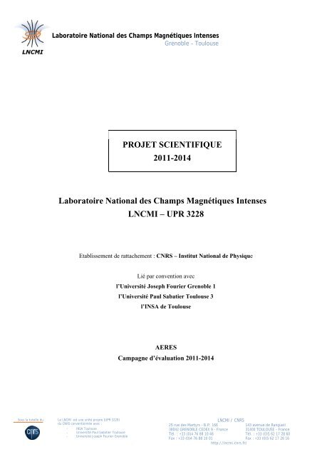 Laboratoire National des Champs Magnétiques Pulsés CNRS – INSA