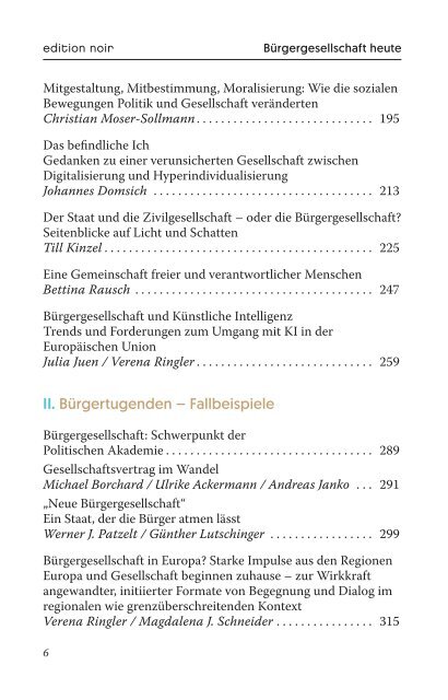 Bürgergesellschaft heute - Inhaltsverzeichnis, Vorwort und Autorenportraits