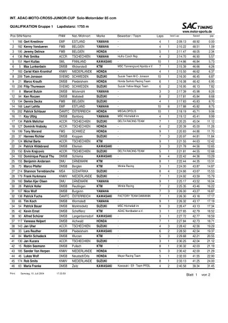 Gesamtwertung - ADAC MX Masters