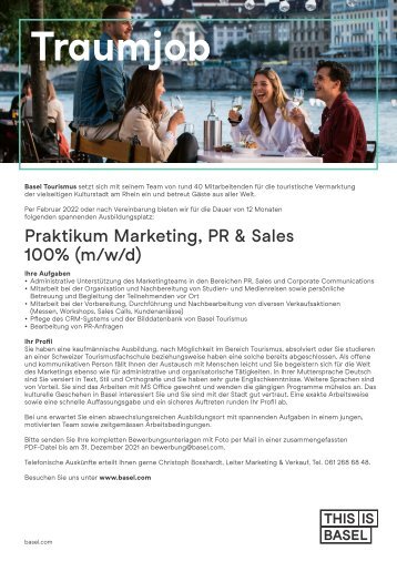 Praktikum Marketing, PR & Sales 100% (m/w/d)