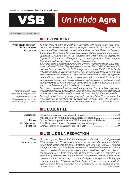 La lettre VSB du 03 12 21