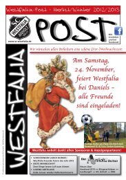 Westfalia feiert am Samstag (24. 11.) bei Daniels - SC Westfalia Anholt