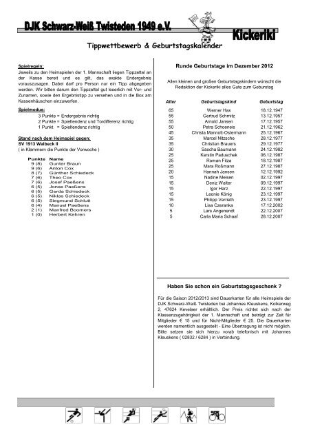 DJK Twisteden I - DJK Schwarz Weiß Twisteden 1949 e.V.