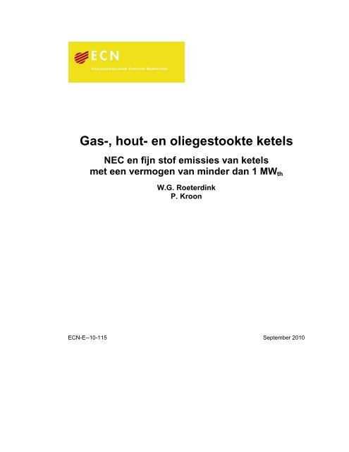 Gas-, hout- en oliegestookte ketels - ECN